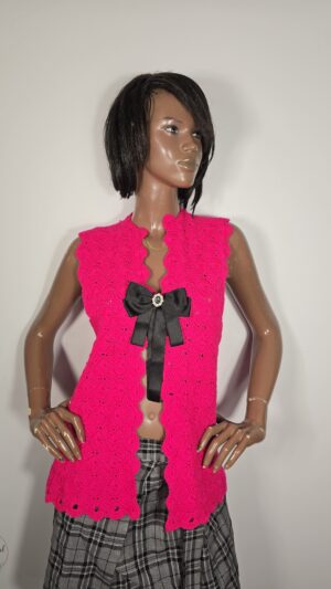 Gilet fuxia fatto a mano taglia unica