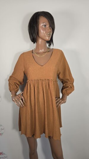 Abito marrone veste S/L gonna a ruota