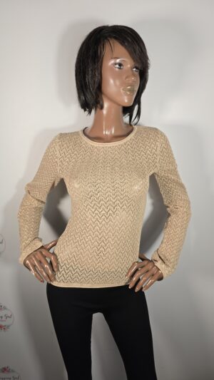 Maglia simil uncinetto veste XS/M dorata con filo lurex