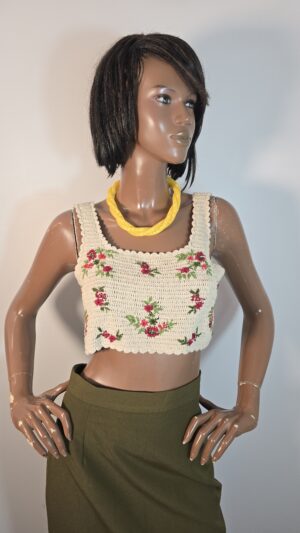 Top Zara taglia S veste M/L lavorazione uncinetto con fiori